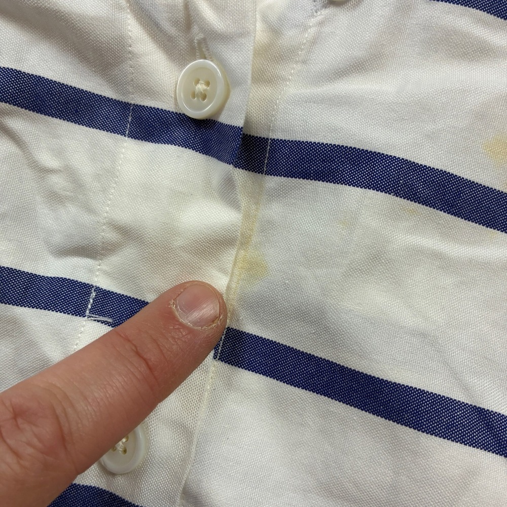 Ralph Lauren Button Up Women 4 White Blue Striped Peter Pan Collar RLPC Sailing - Picture 7 of 11